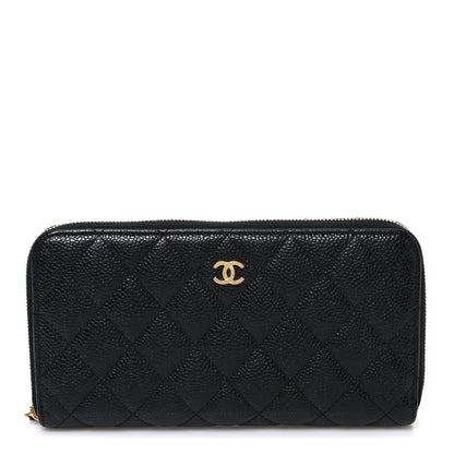 Chanel Caviar Quilted Large Gusset Zip Around Wallet Black 1 of 8