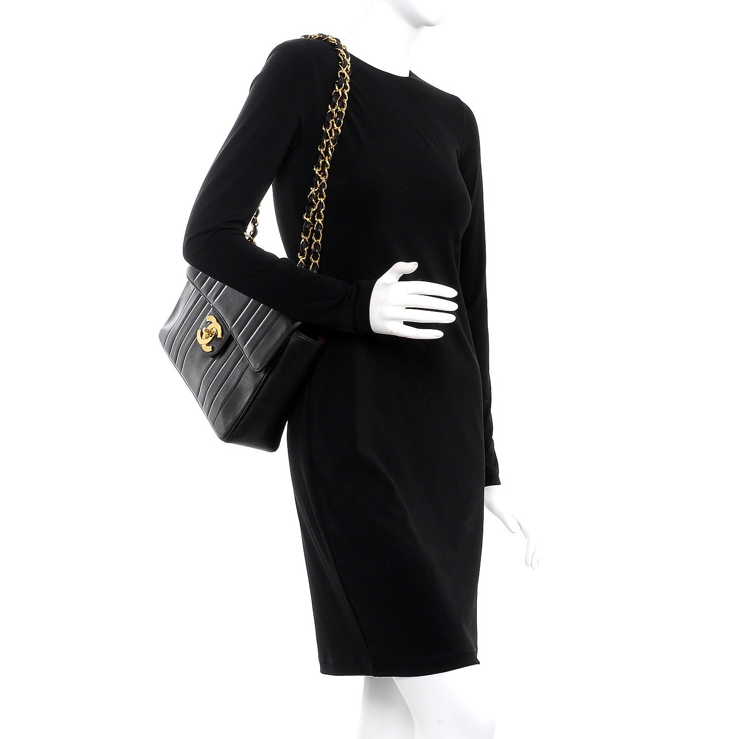 Chanel Lambskin Vertical Quilt Jumbo Single Flap Black 3 of 16