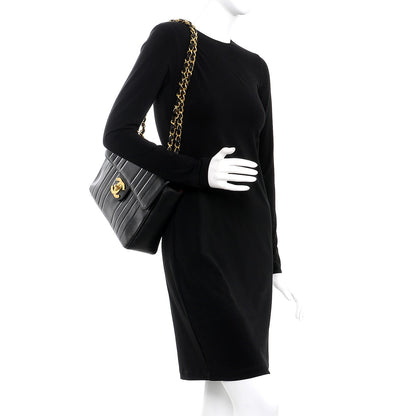 Chanel Lambskin Vertical Quilt Jumbo Single Flap Black 3 of 16