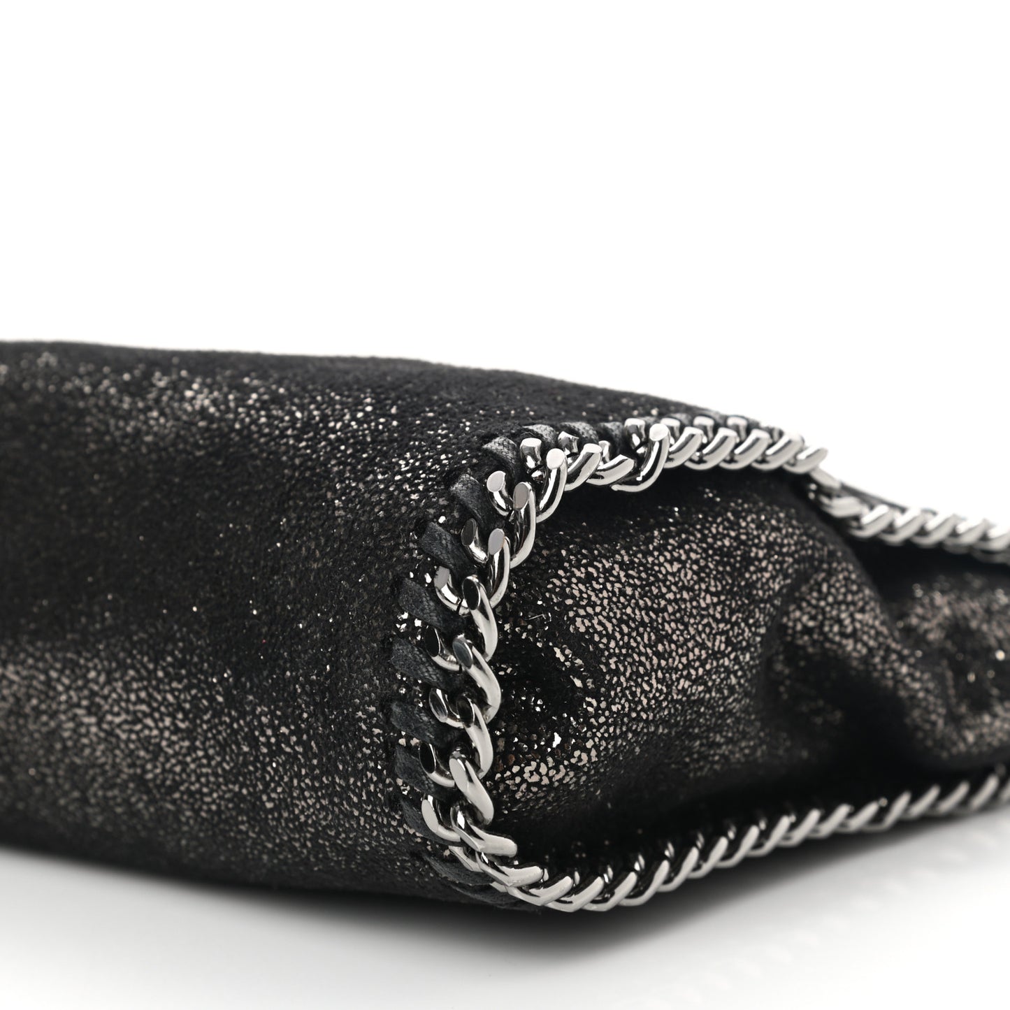 Chamois Shiny Dotted Tiny Falabella Fold Over Tote Ruthenium