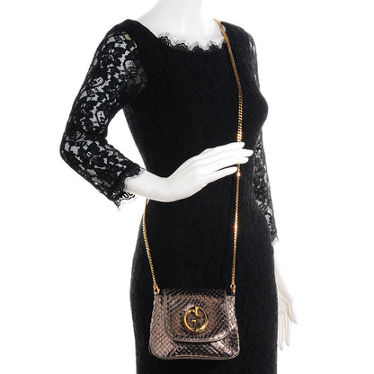 Gucci Python Small 1973 Chain Shoulder Bag Gunmetal 2 of 7