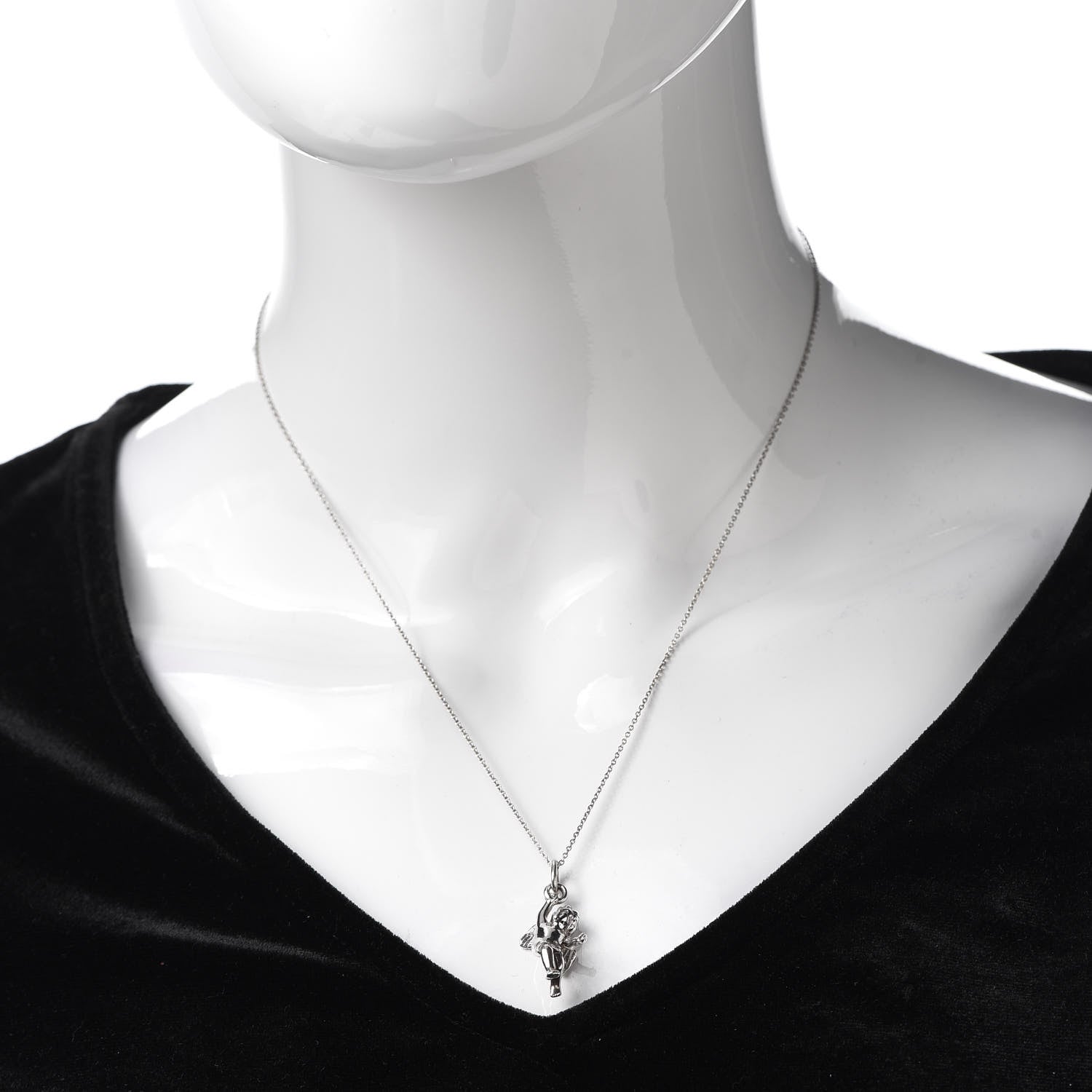 Tiffany Sterling Silver Cherub Pendant Necklace 2 of 6