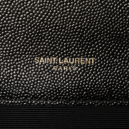 Saint Laurent Grain De Poudre Textured Mixed Matelasse Triquilt Medium Monogram Satchel Black 7 of 9