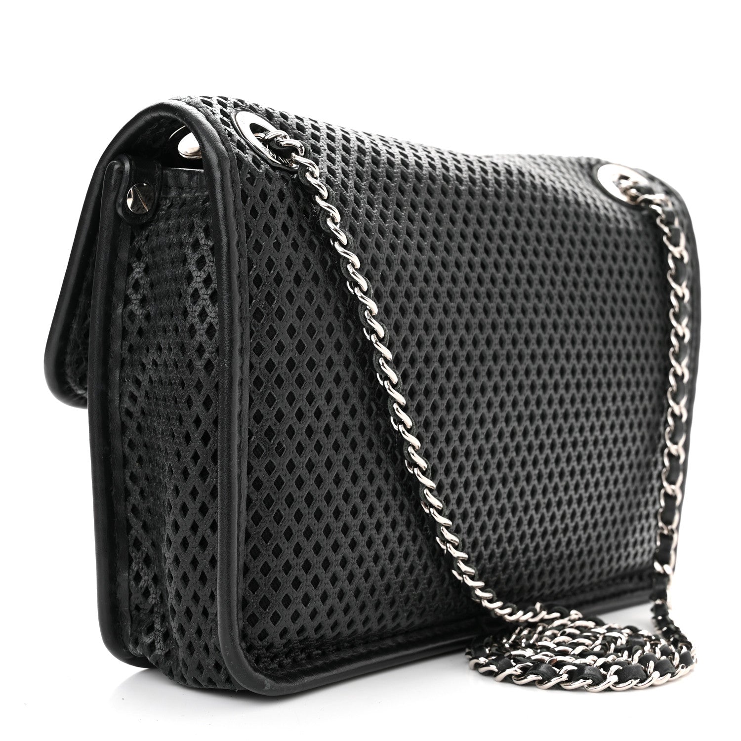 Chanel Metallic Perforated Calfskin Small Up In The Air Flap Black 3 of 10