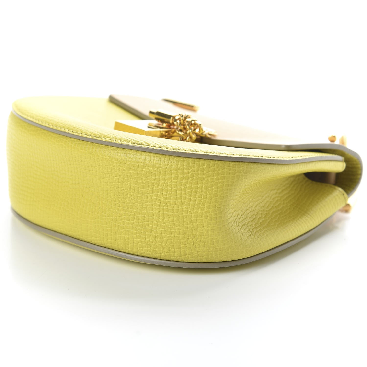 Chloe Grained Calfskin Lambskin Mini Bi-Color Drew Shoulder Bag Yellow Beige 7 of 10