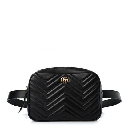 Gucci Calfskin Matelasse Mens GG Marmont Belt Bag 110 44 Black 1 of 4