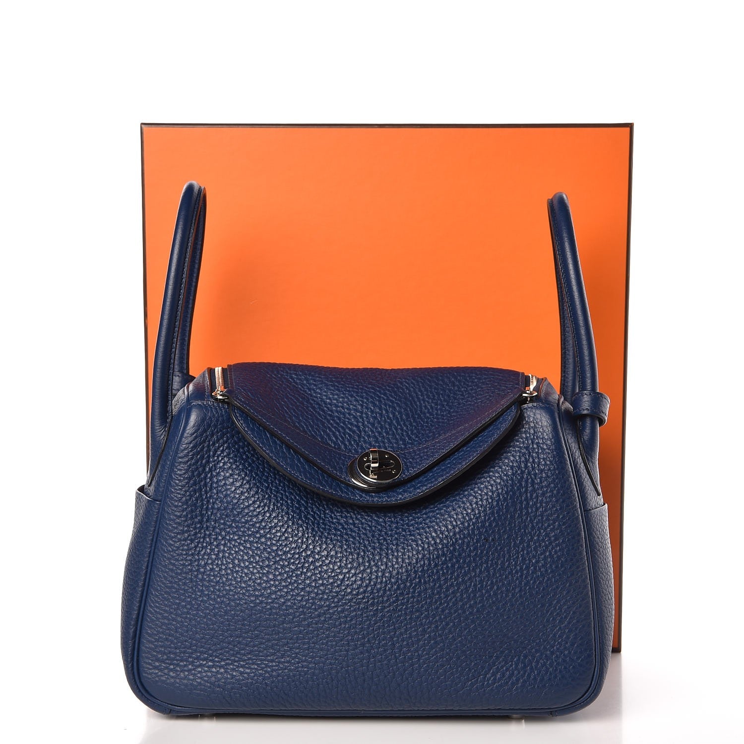 Hermes Taurillon Clemence Lindy 26 Bleu Nuit 8 of 8