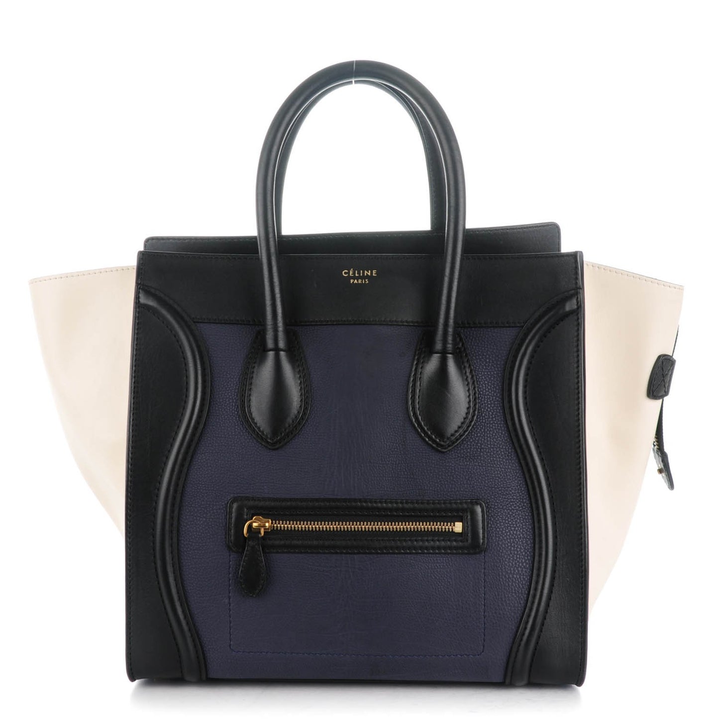 Velluto Calfskin Mini Tri-Color Luggage Navy