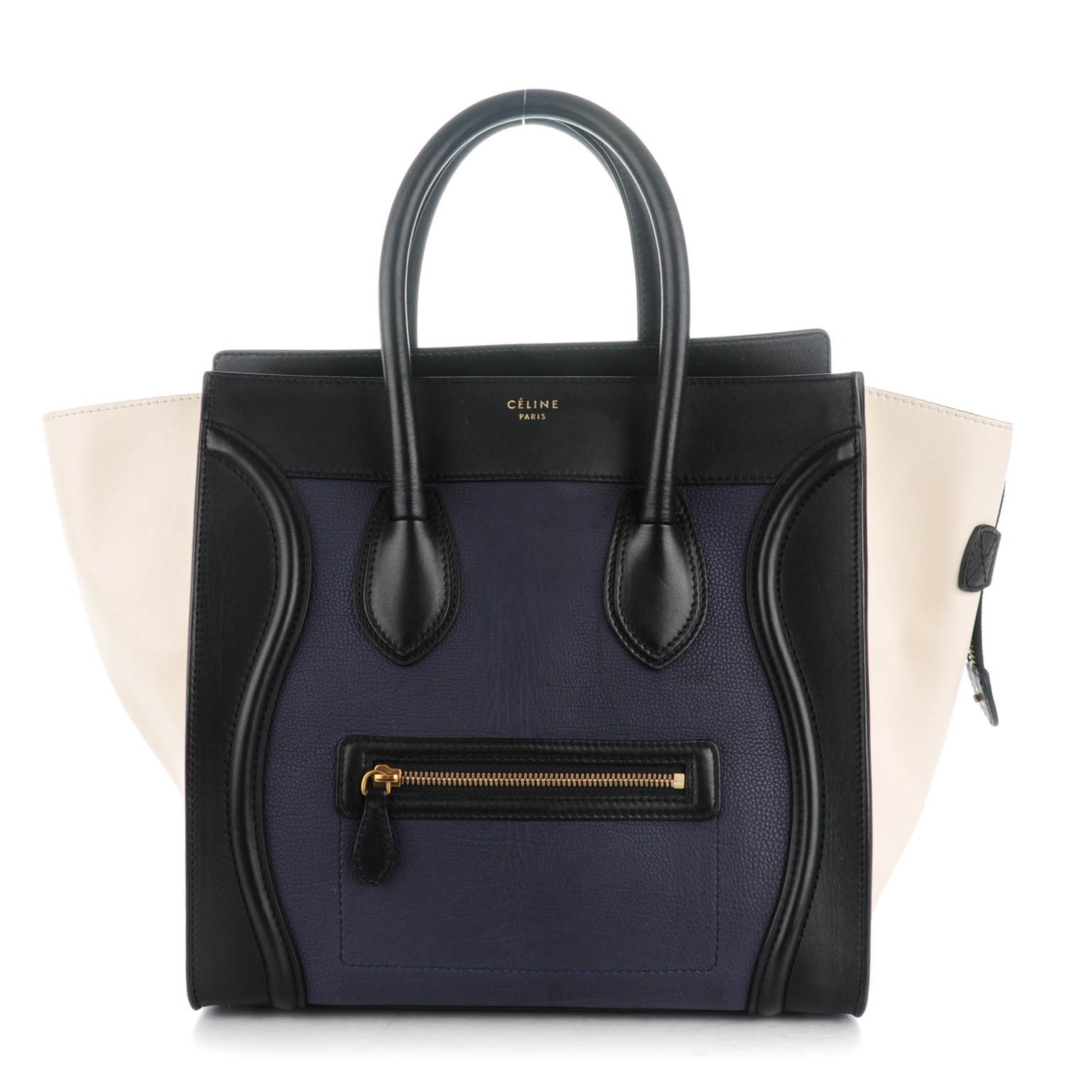 Celine Velluto Calfskin Mini Tri-Color Luggage Navy 1 of 8