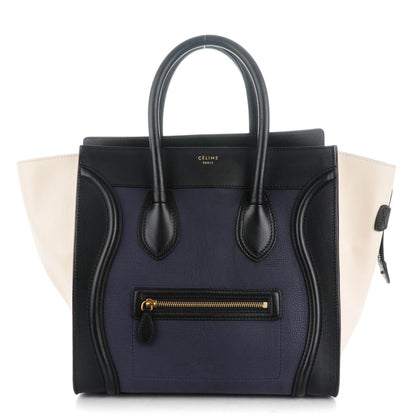 Celine Velluto Calfskin Mini Tri-Color Luggage Navy 1 of 8