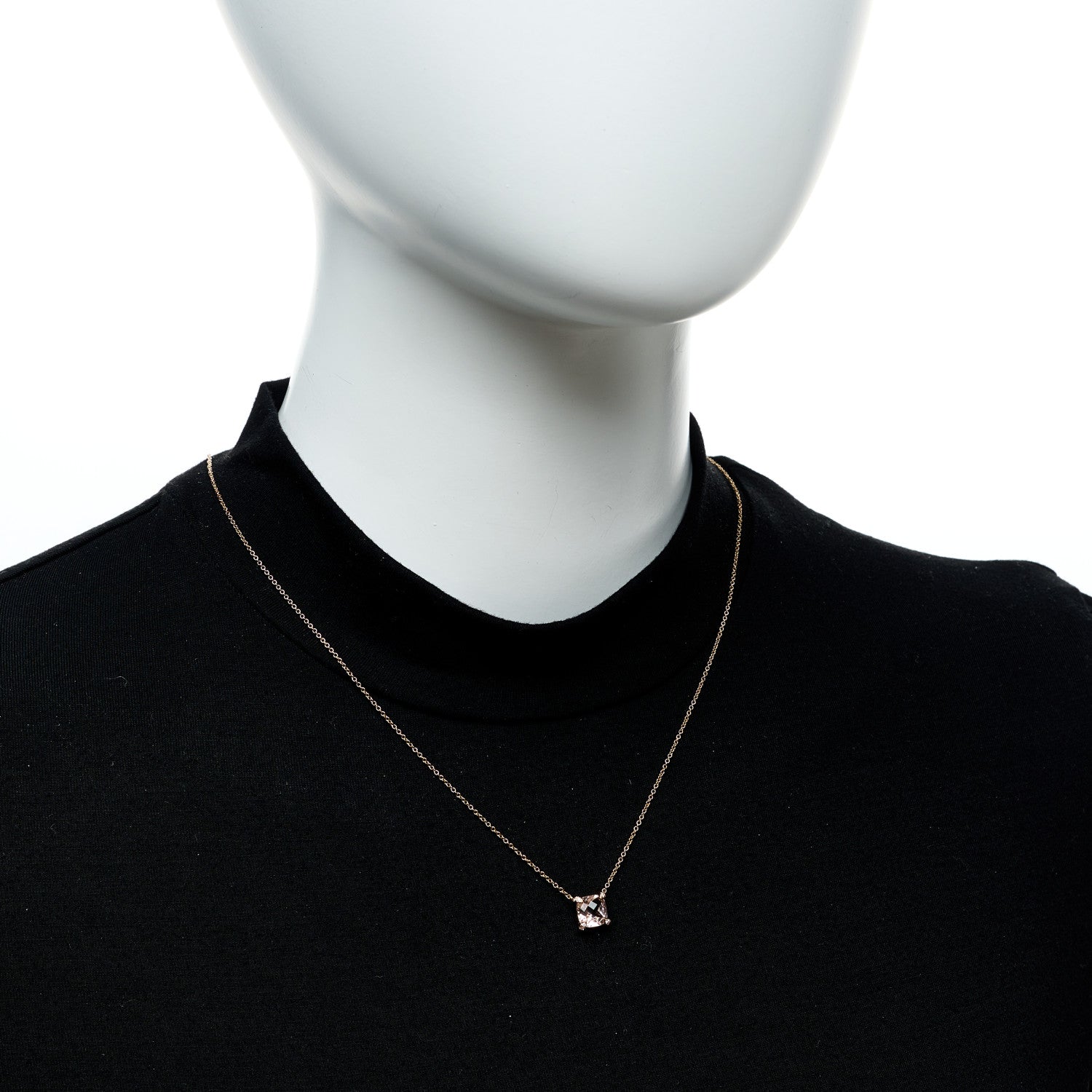 David Yurman 18K Rose Gold Diamond Morganite 7mm Petite Chatelaine Pendant Necklace 2 of 5