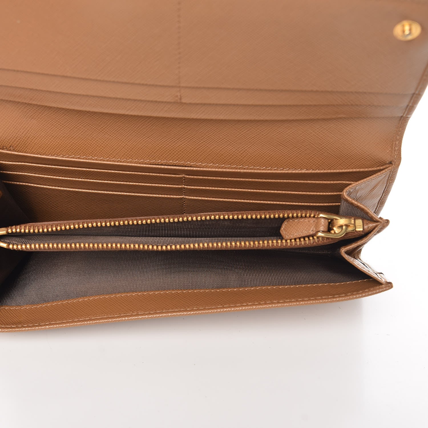 Prada Saffiano Continental Flap Wallet Caramel 5 of 12