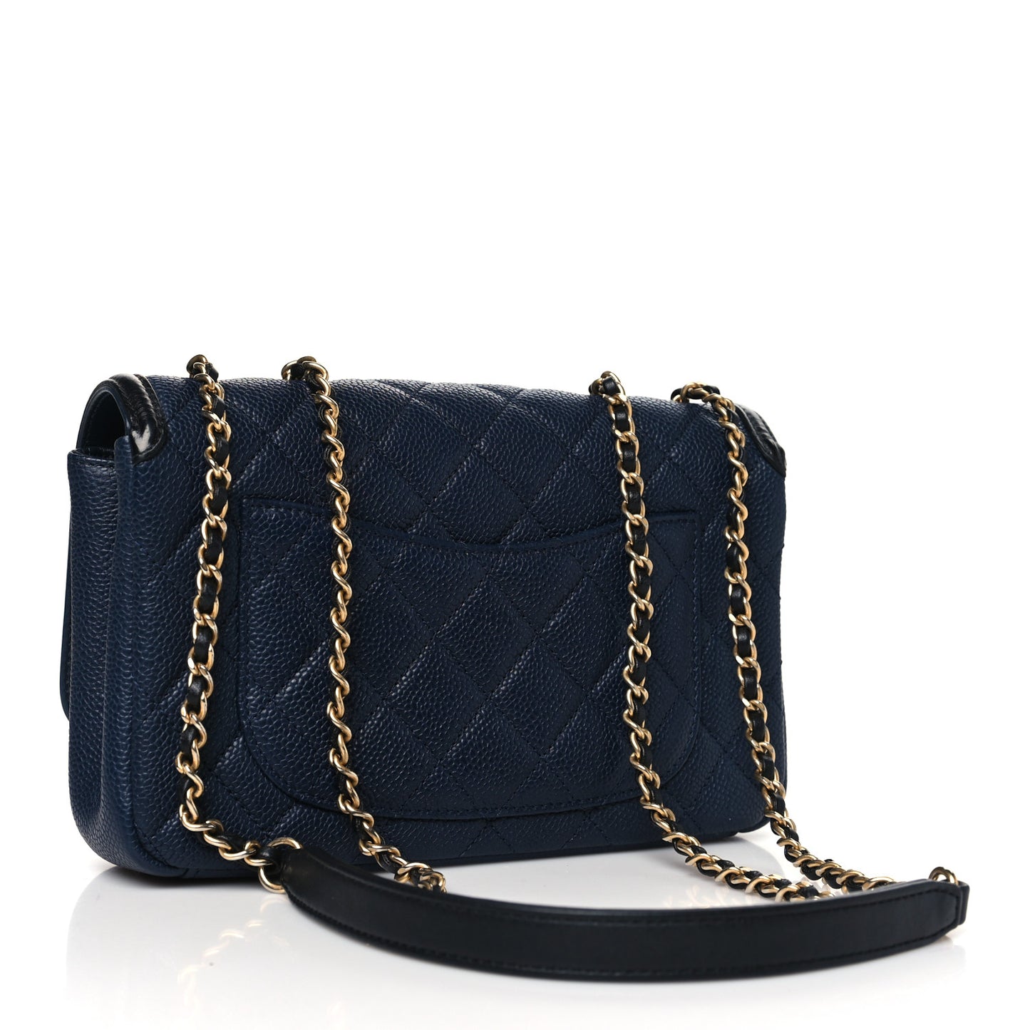 Caviar Quilted Small CC Filigree Flap Navy Black