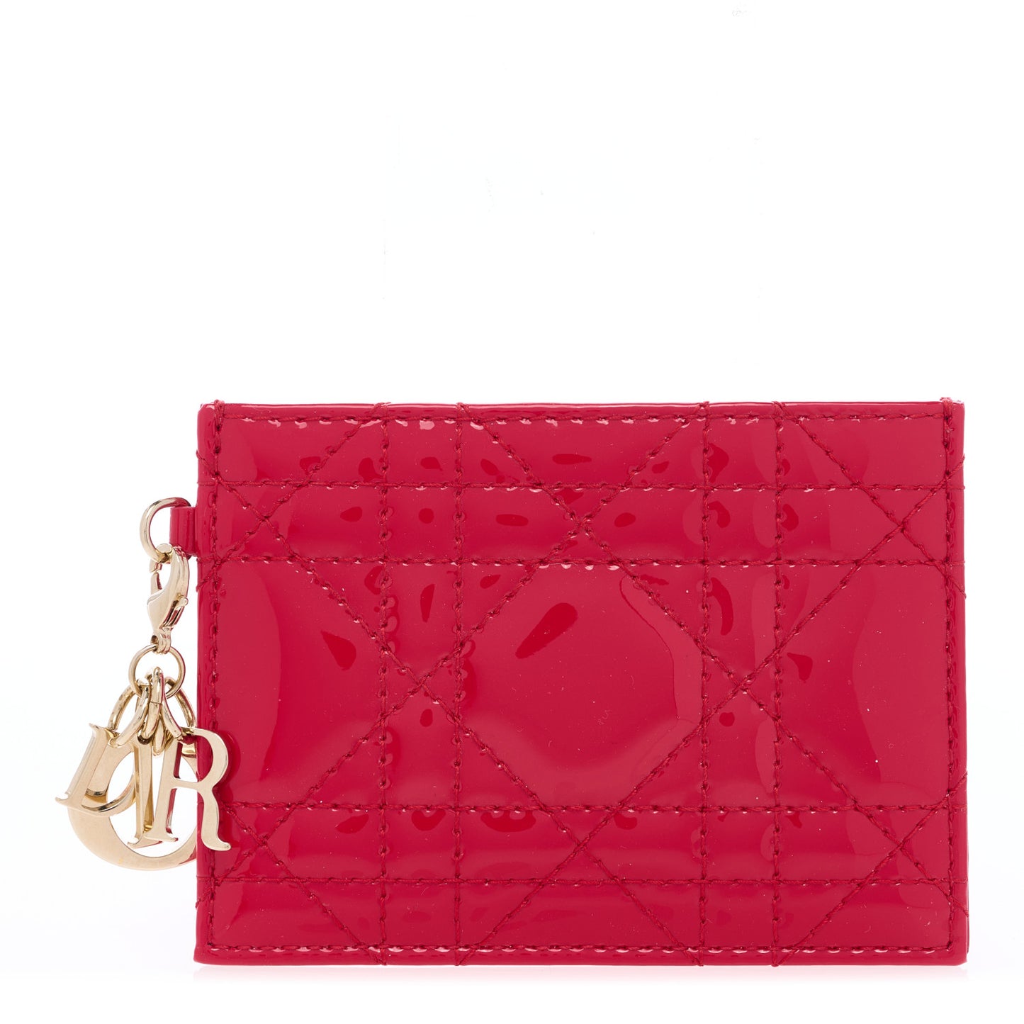 Patent Cannage Lady Dior Card Holder Raspberry