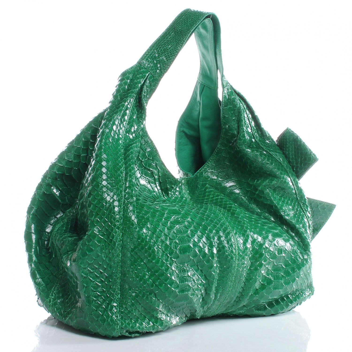 Valentino Garavani Python Large Nuage Bow Hobo Emerald 3 of 5