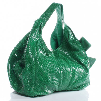 Valentino Garavani Python Large Nuage Bow Hobo Emerald 3 of 5