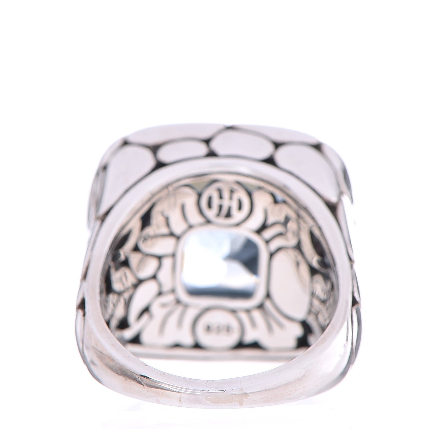 Sterling Silver Blue Topaz Batu Kali Large Square Ring 59.5 9