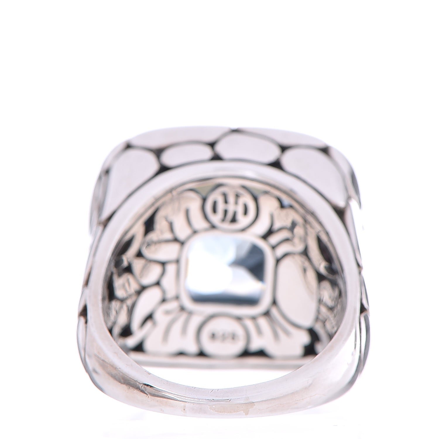 John Hardy Sterling Silver Blue Topaz Batu Kali Large Square Ring 59.5 9 4 of 5