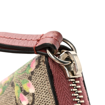 Gucci GG Supreme Monogram Blooms Zip Around Card Case Wallet Beige Multicolor Dry Rose 9 of 9