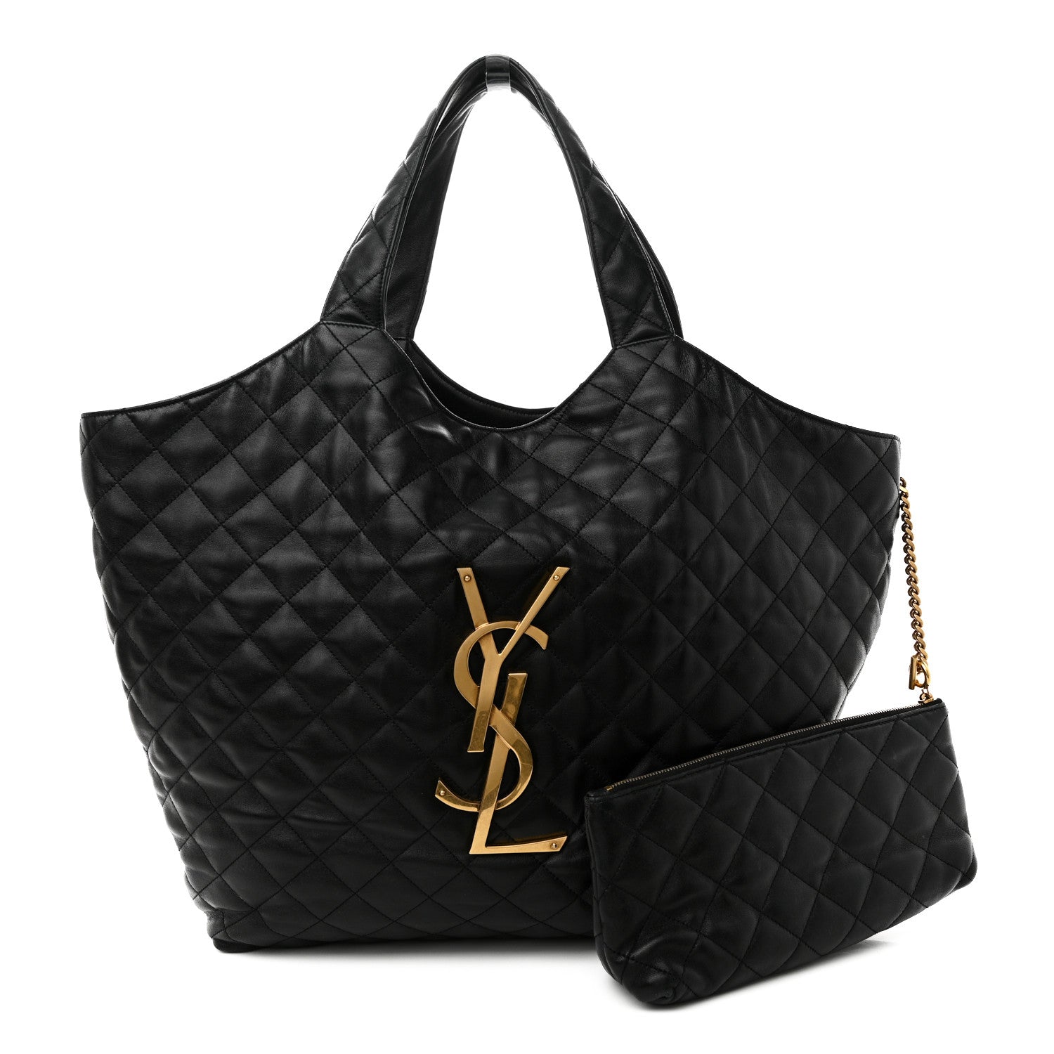 Saint Laurent Lambskin Quilted Maxi Icare Shopping Tote Black 3 of 10