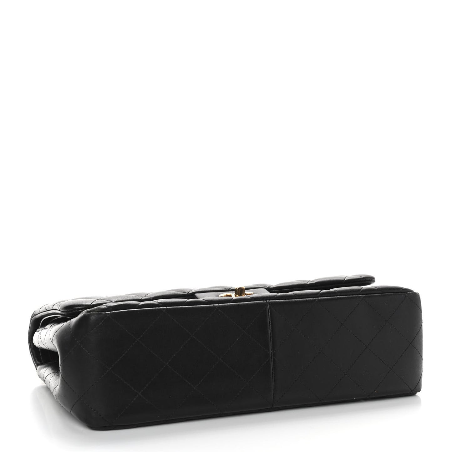 Lambskin Quilted Jumbo Double Flap Black