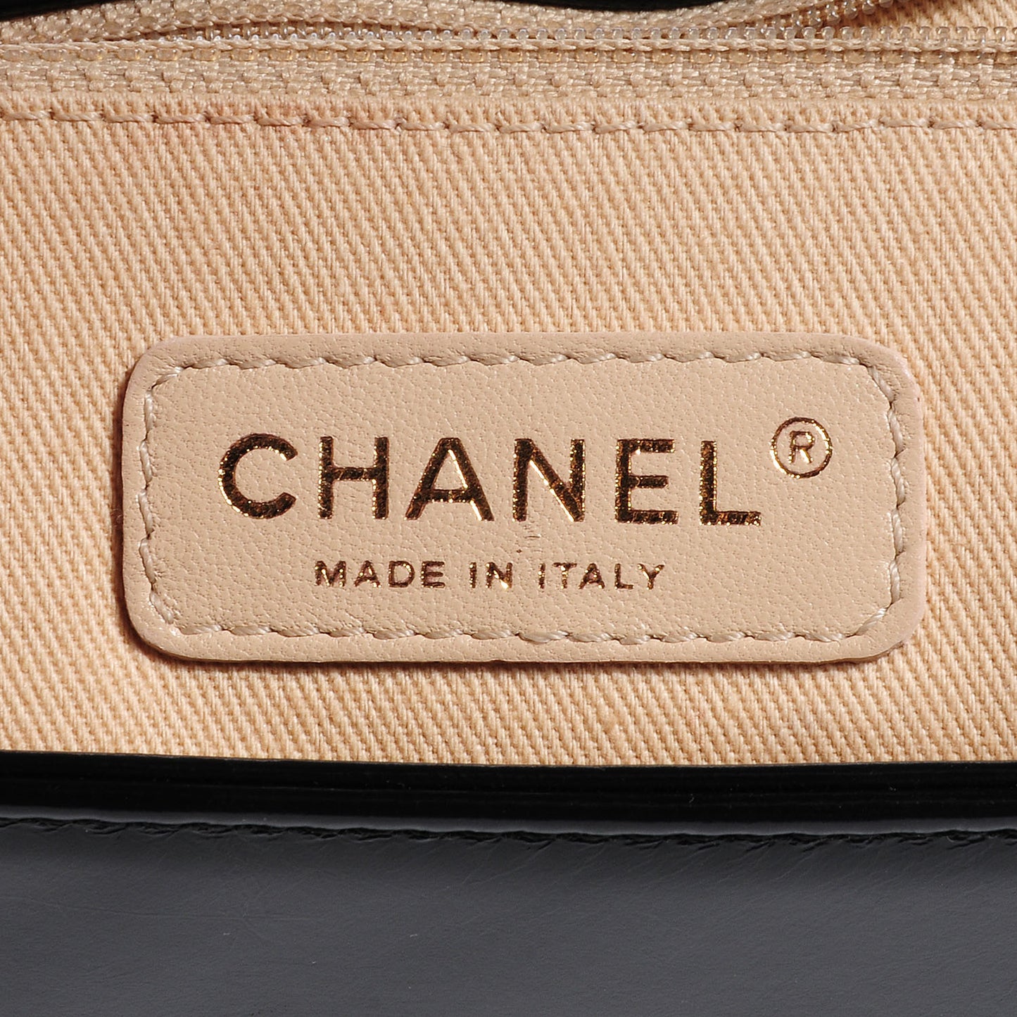 Glazed Calfskin Large Boy Flap Black