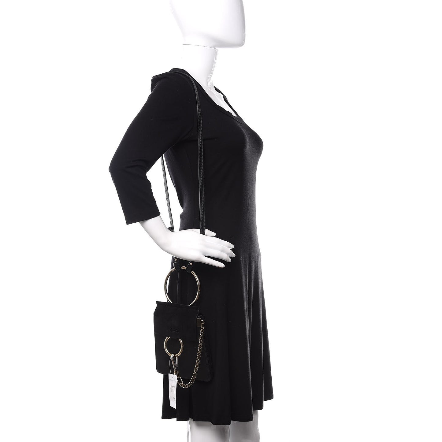 Suede Calfskin Mini Faye Bracelet Bag Black