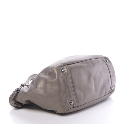 Prada Metallic Soft Calf Shopping Tote Fumo Mordore 4 of 10
