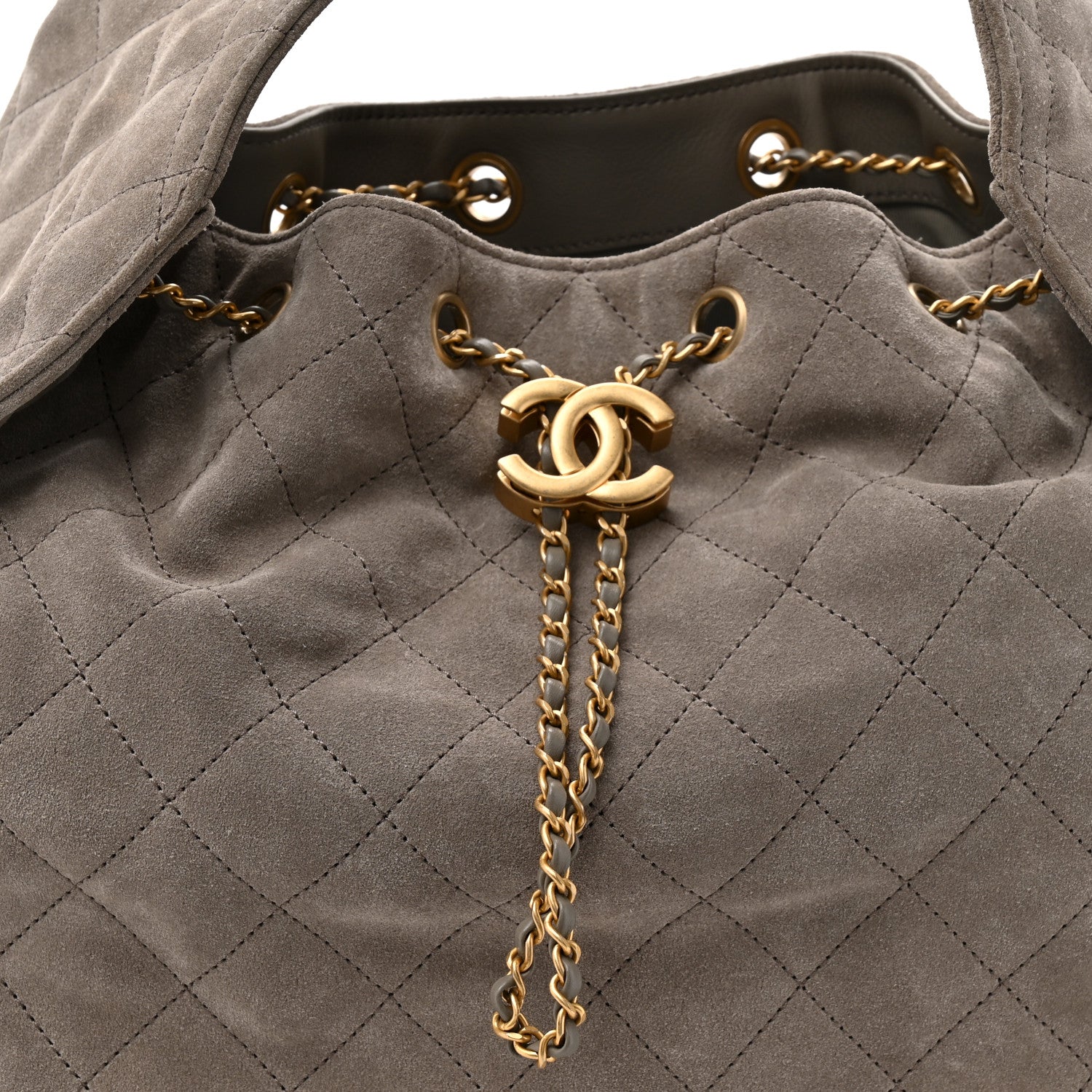 Chanel Suede Quilted Medium Chanel 25 Handbag Dark Grey 8 of 10