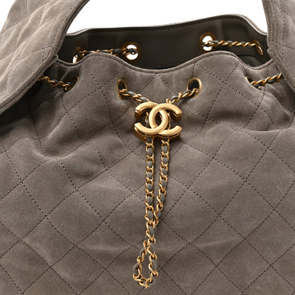 Chanel Suede Quilted Medium Chanel 25 Handbag Dark Grey 8 of 10
