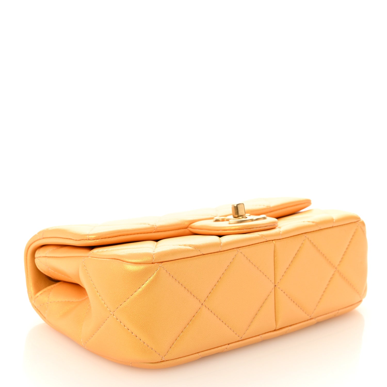 Chanel Pearly Lambskin Quilted Pearl Small Flap Orange 4 of 11