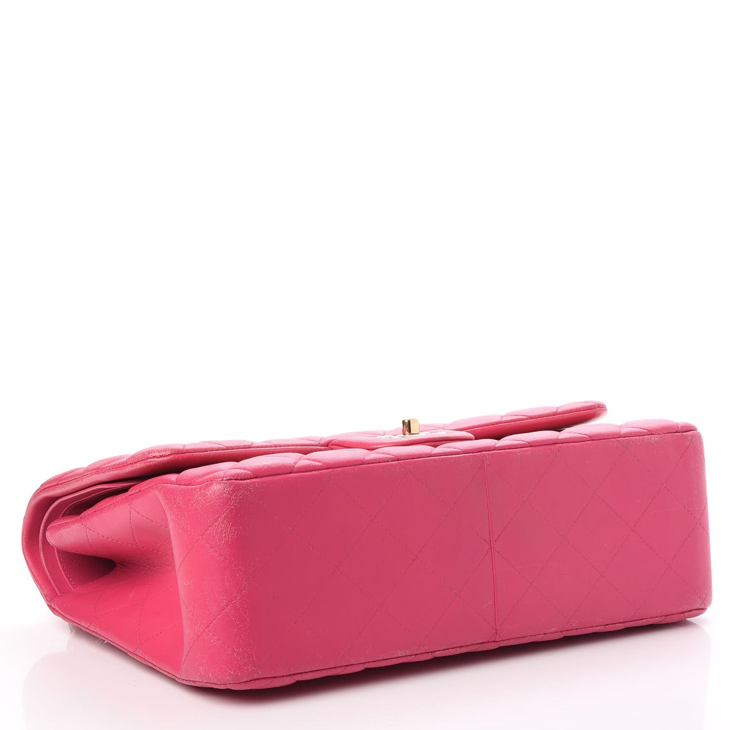 Lambskin Quilted Jumbo Double Flap Dark Pink
