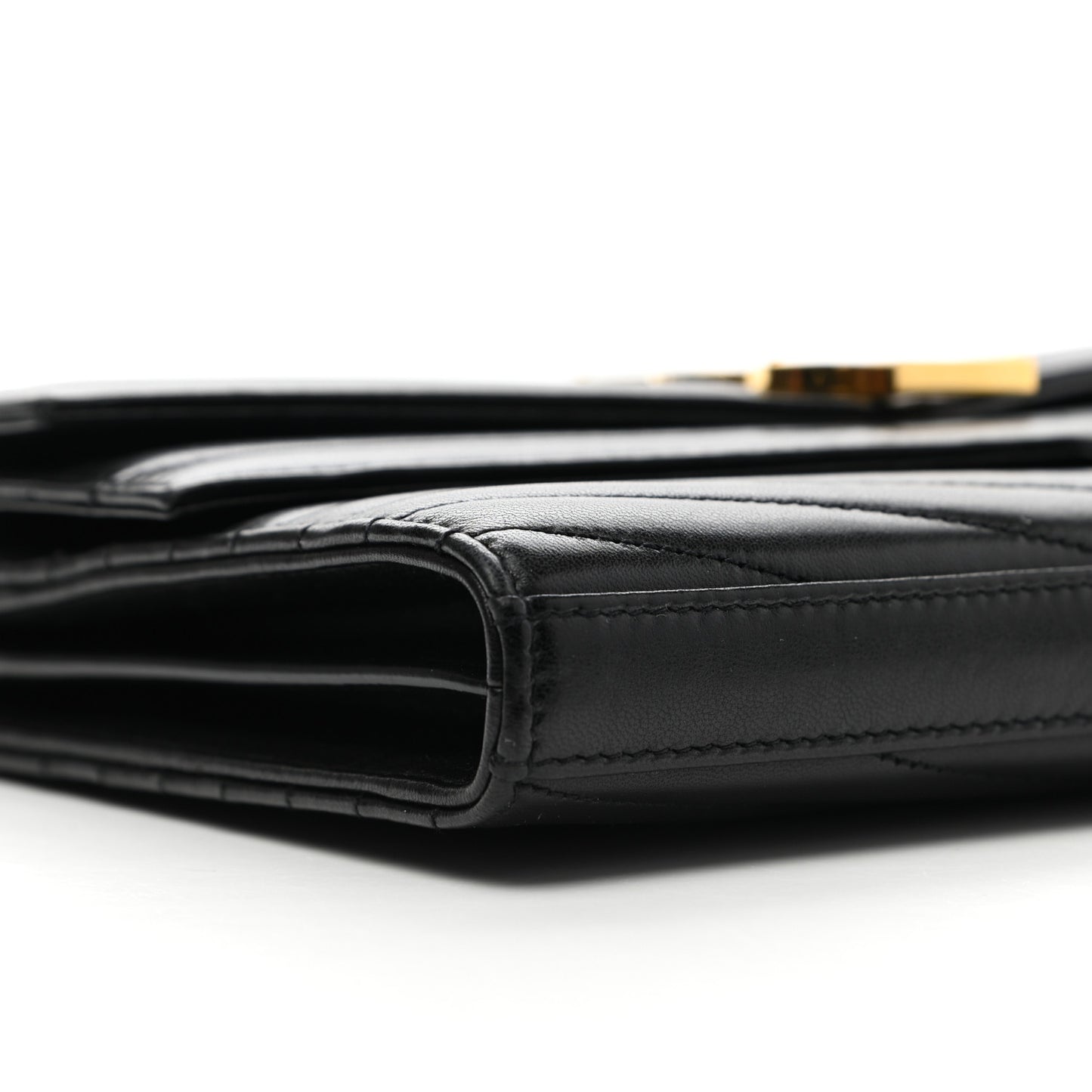 Lambskin Matelasse Chevron Monogram Sulpice Chain Wallet Black