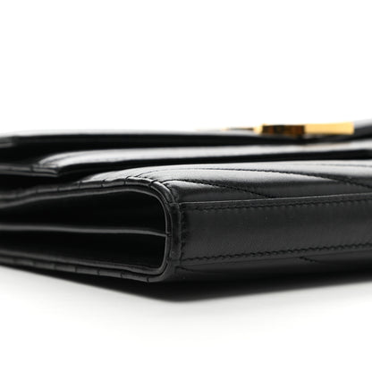 Saint Laurent Lambskin Matelasse Chevron Monogram Sulpice Chain Wallet Black 12 of 13
