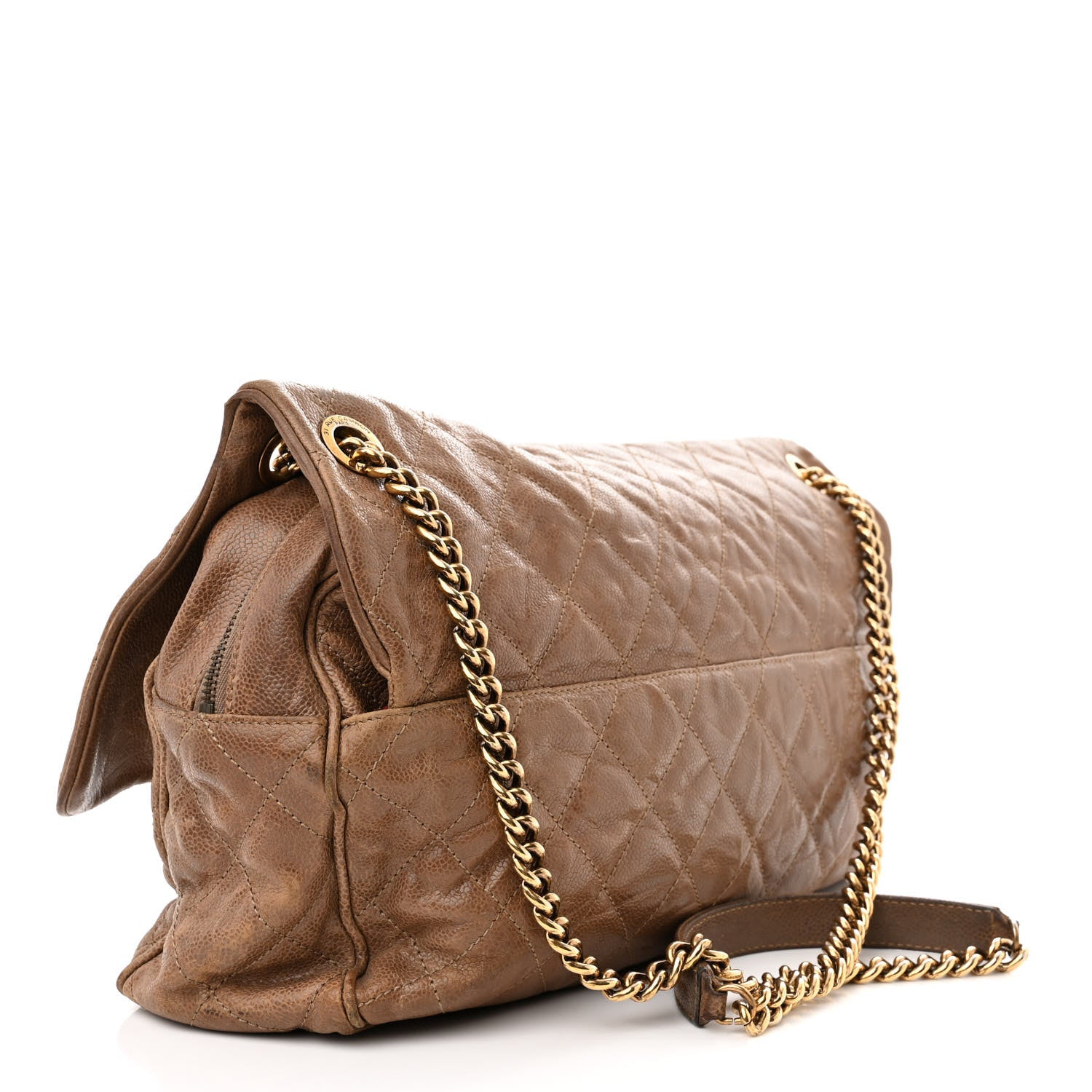 Chanel Crumpled Caviar Quilted Large Shiva Flap Beige 3 of 16