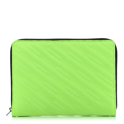 Balenciaga Nylon Logo Matelasse Explorer Zip Around Tablet Pouch Light Fluo Green 1 of 8