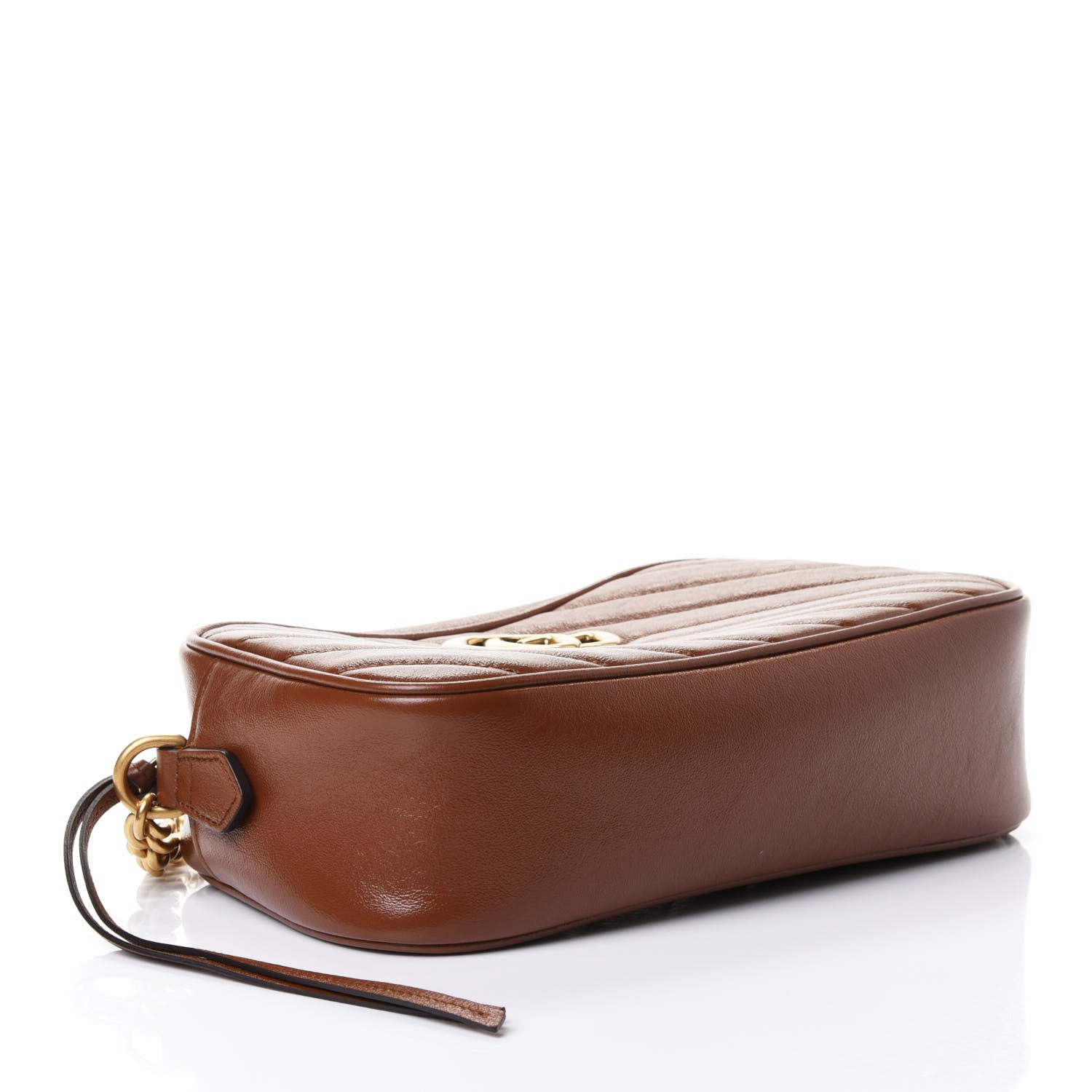 Gucci Glazed Calfskin Matelasse Diagonal Small GG Marmont Chain Shoulder Bag Cuir 3 of 4