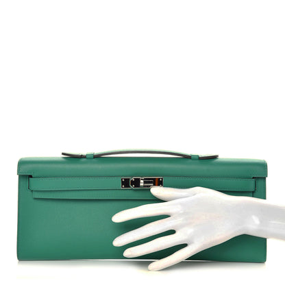 Hermes Swift Kelly Cut Clutch Pochette Vert Vertigo 2 of 10