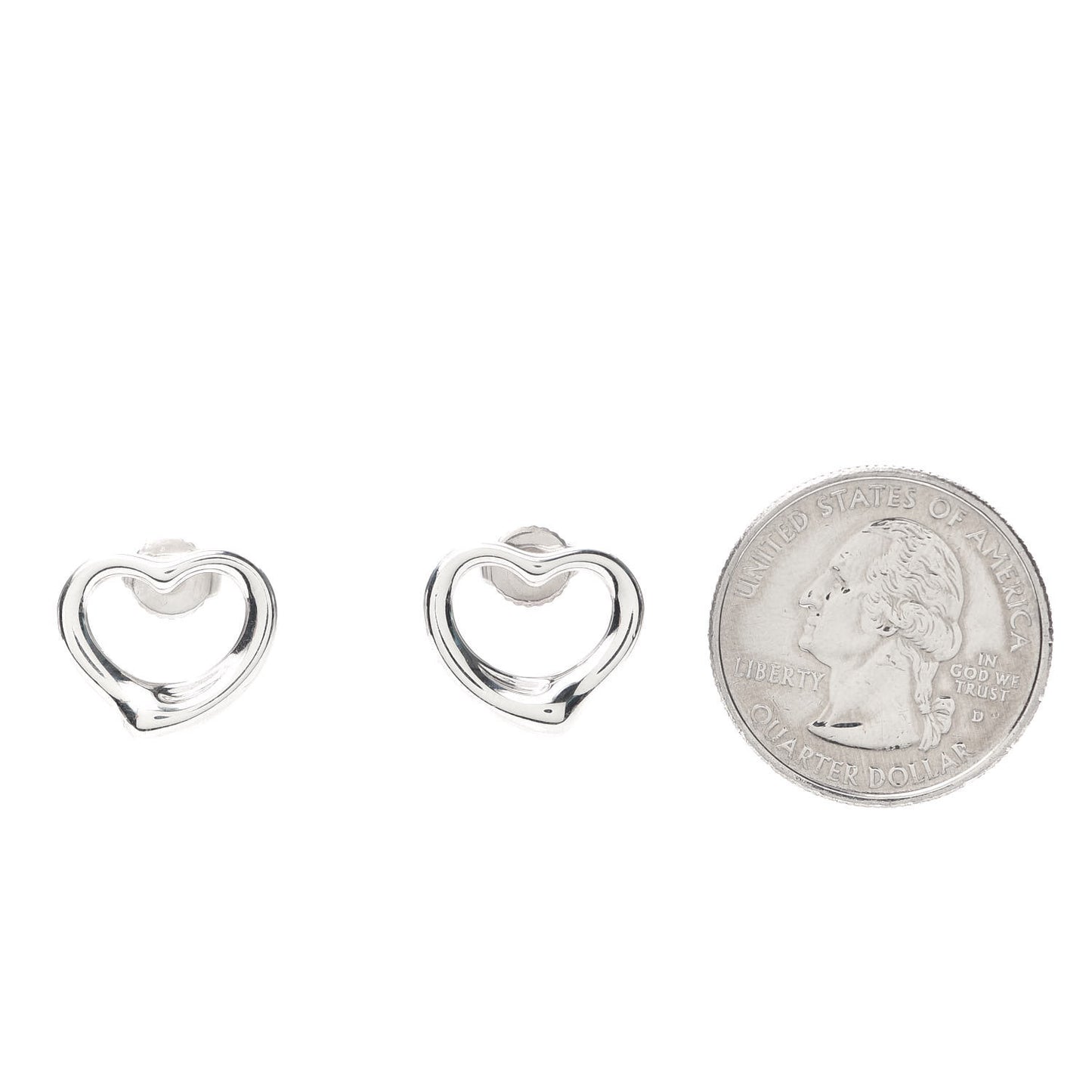 Sterling Silver 16mm Elsa Peretti Open Heart Earrings
