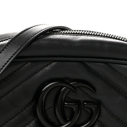 Gucci Calfskin Matelasse Monochrome Small GG Marmont Chain Shoulder Bag Black 8 of 12