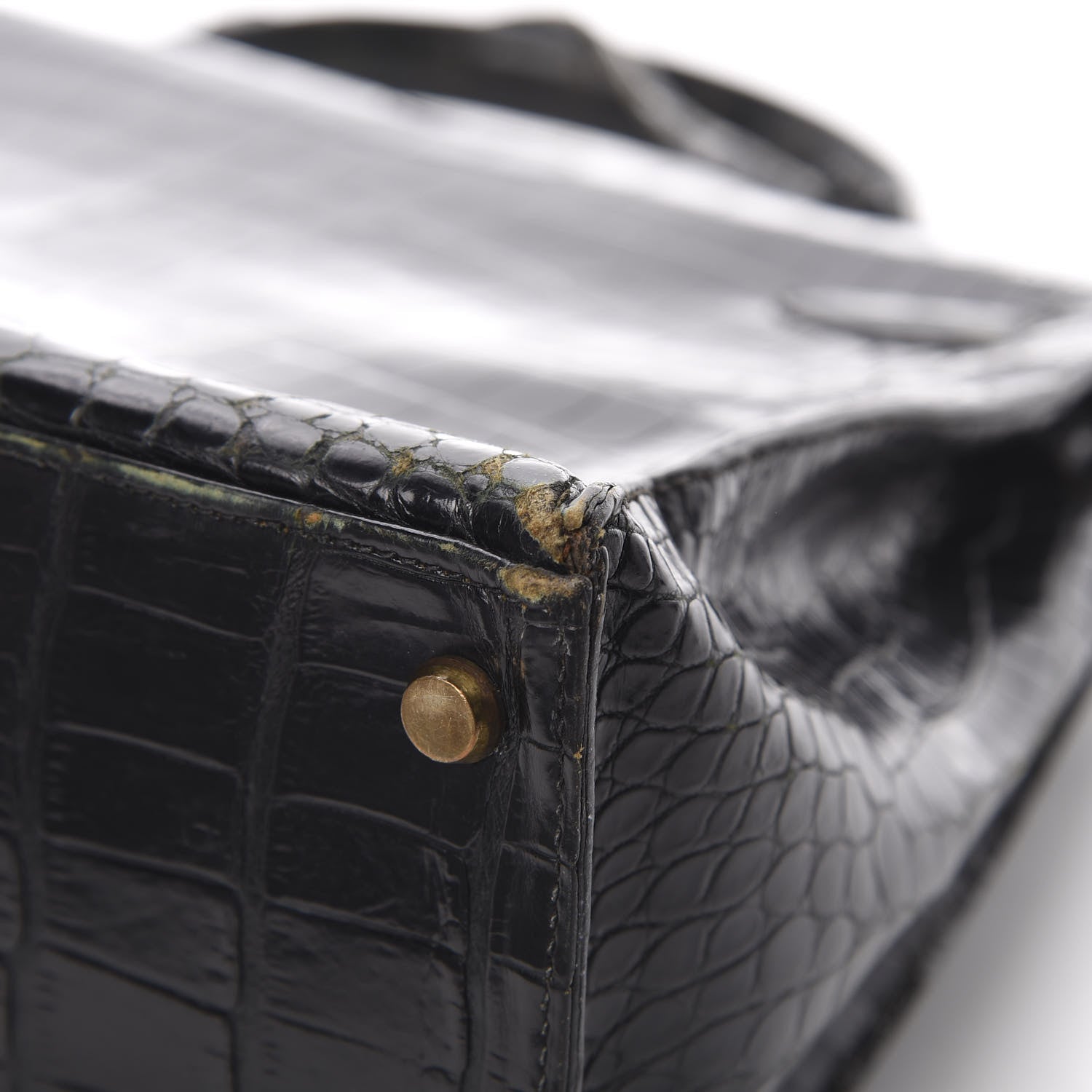 Hermes Shiny Porosus Crocodile Kelly Sellier 32 Black 38 of 50