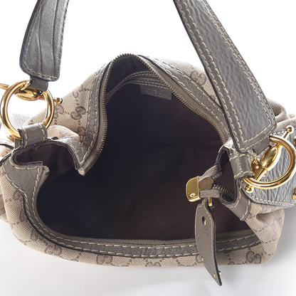 Gucci Monogram Medium Jockey Hobo Grey 7 of 9