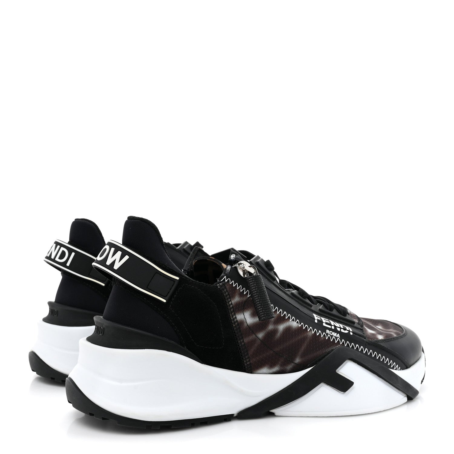 Fendi X SARAH COLEMAN Nylon Suede Lycra FF Vertigo Fendi Flow Low Top Sneakers 40 Transparent Black 6 of 11