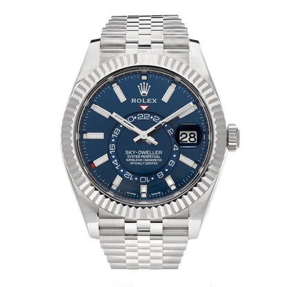 Rolex Stainless Steel 18K White Gold 42mm Oyster Perpetual Sky-Dweller Watch Bright Blue 326934 1 of 6