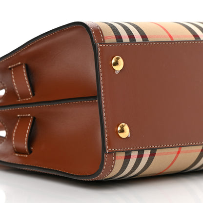 Burberry Calfskin Vintage Check Mini Two Handle Title Bag Archive Beige 9 of 10