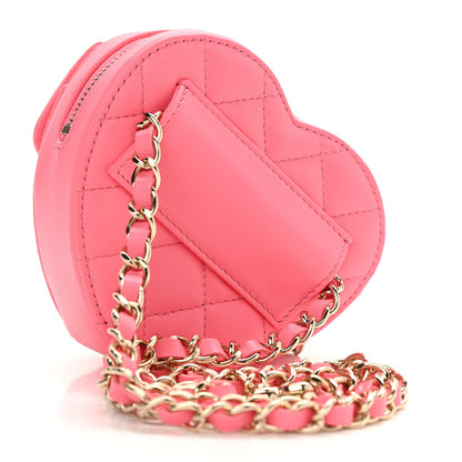 Chanel Lambskin Quilted CC In Love Heart Waist Belt Bag With Chain Pink 3 of 10