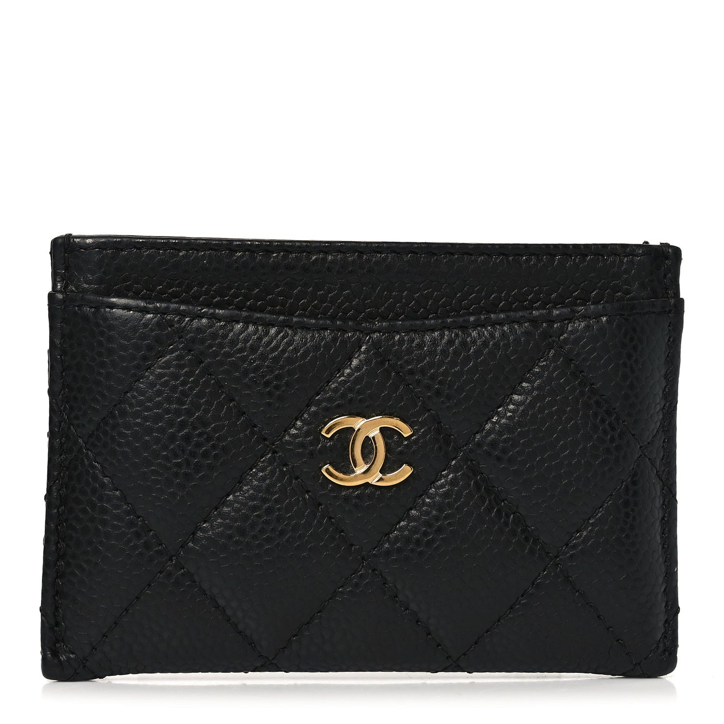 Caviar Quilted Card Holder Black