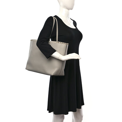 Valentino Garavani Grained Calfskin Rockstud Shoulder Tote Opal Grey 2 of 9