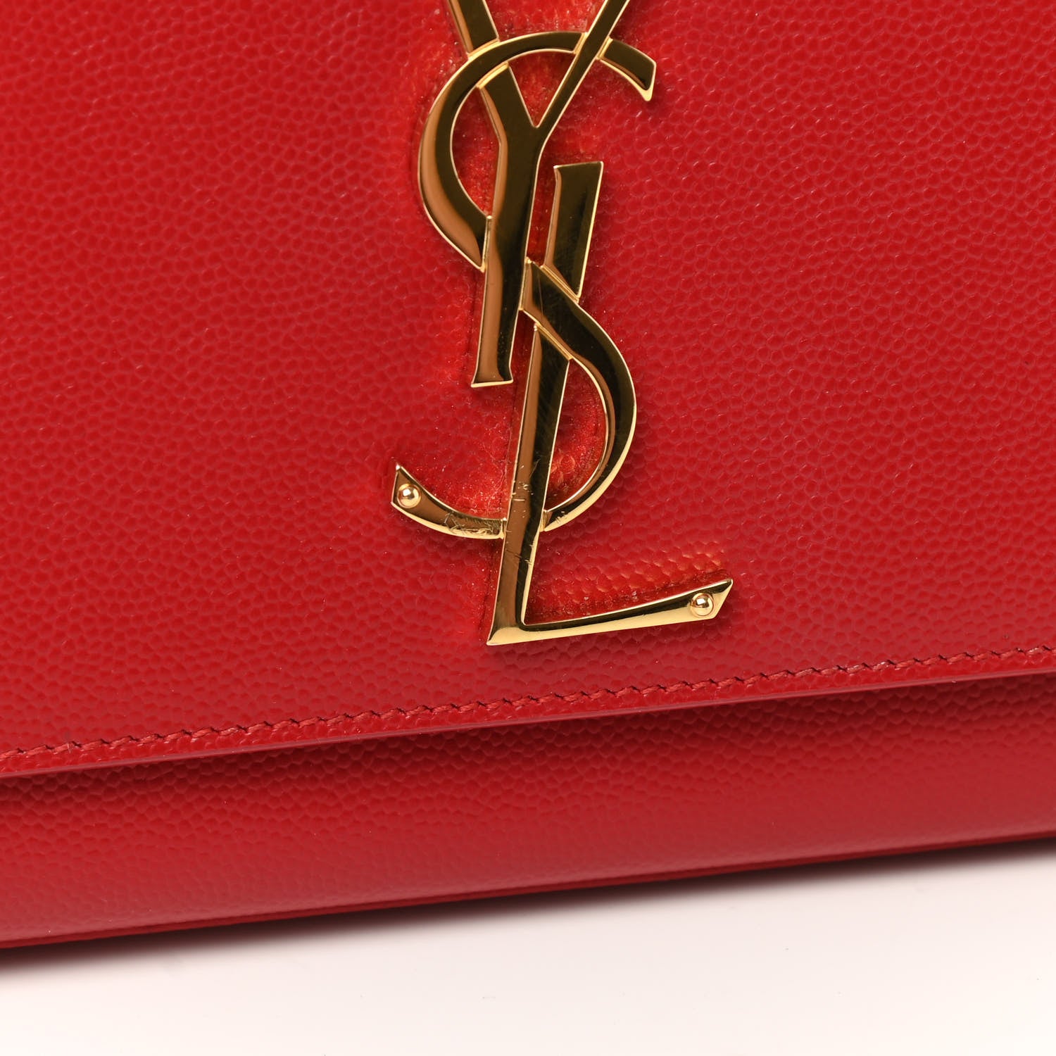 Saint Laurent Grain De Poudre Classic Monogram Cassandre Clutch New Red 10 of 12