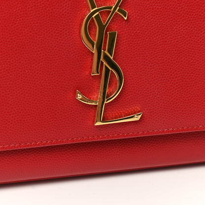 Saint Laurent Grain De Poudre Classic Monogram Cassandre Clutch New Red 10 of 12